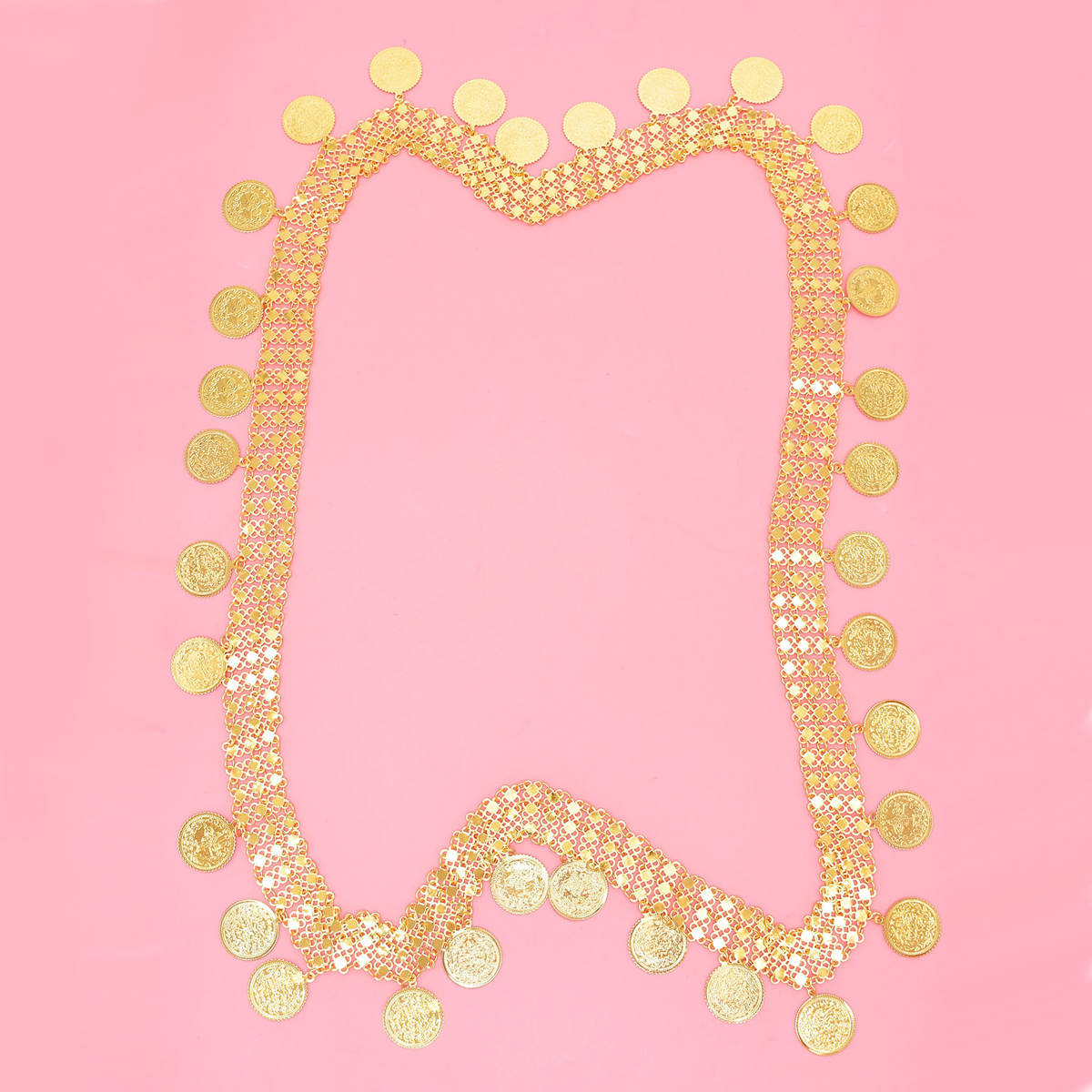 Ethnic Indian Fashion - Gold Plated Simple Large Coins Tassel