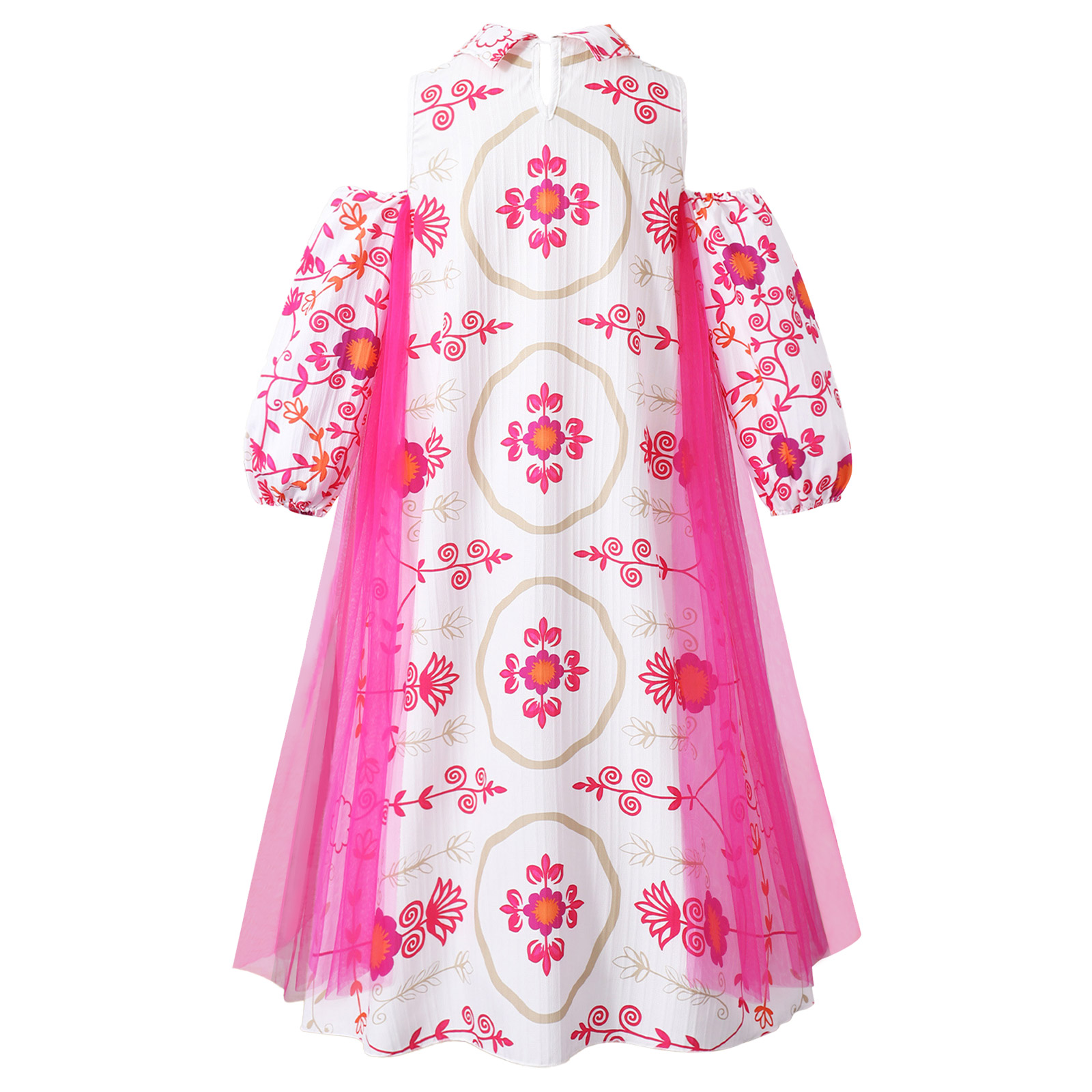 Girl Long Sleeve Mesh Patchwor - Ethnic Style Dresses reseña y precio