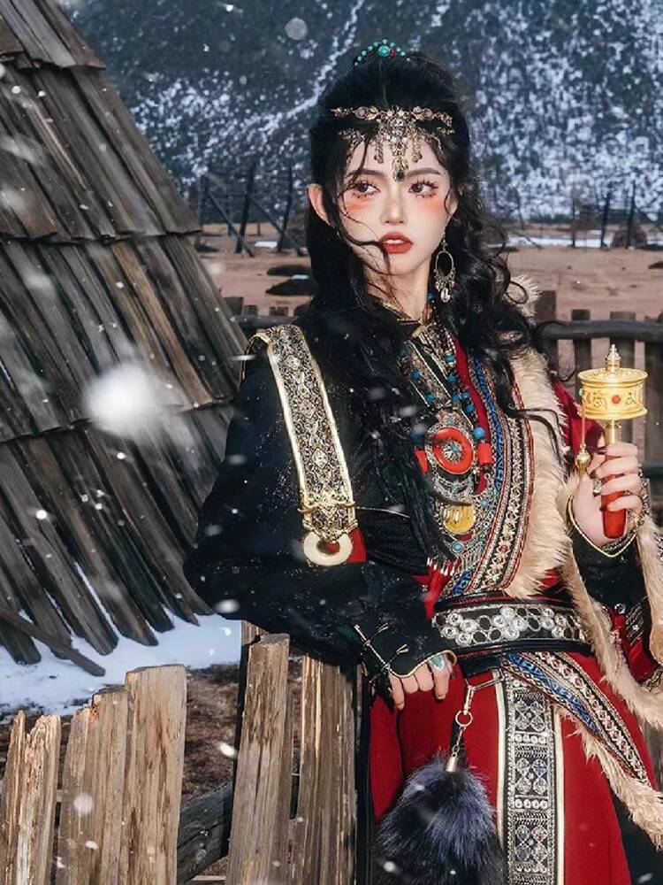 New Tibetan robe Tibet brigade - Ethnic Style Dresses reseña y precio