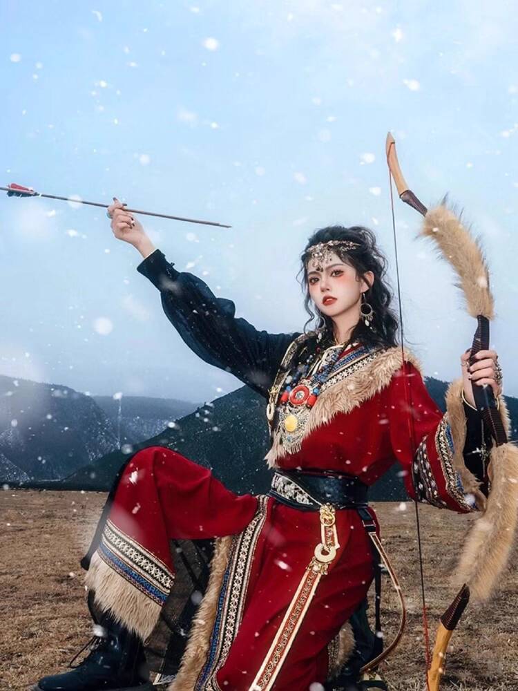 New Tibetan robe Tibet brigade - Ethnic Style Dresses reseña y precio