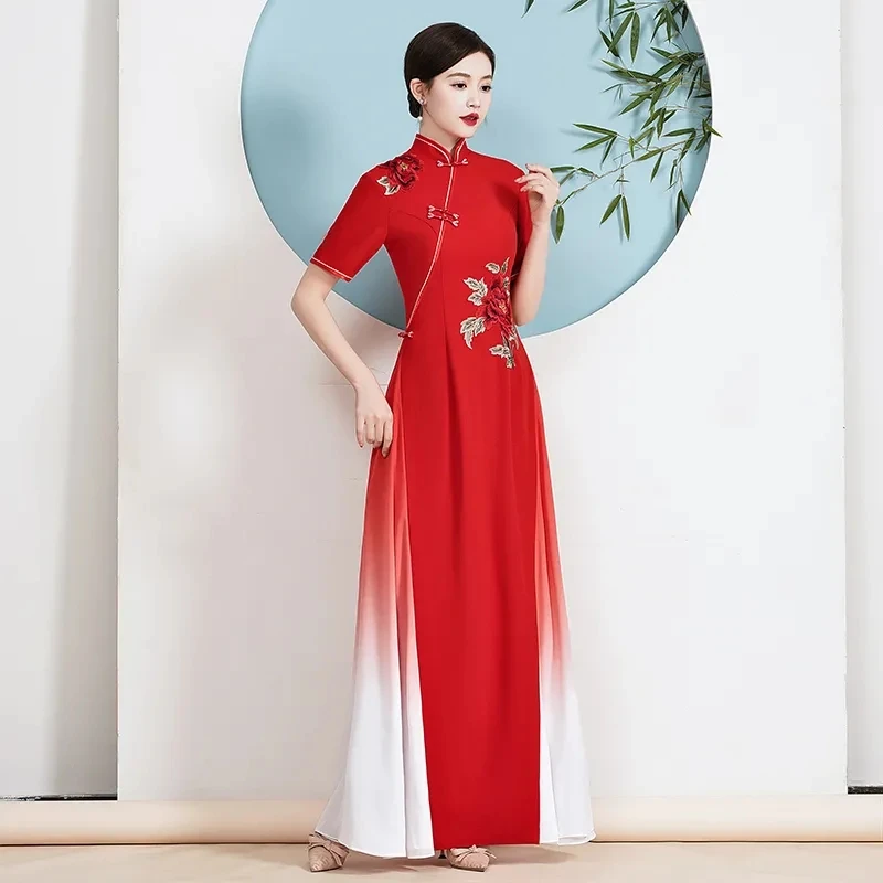 Womens Cheongsam Folk Style Vi - Ao Dai Vietnam Dress reseña y precio
