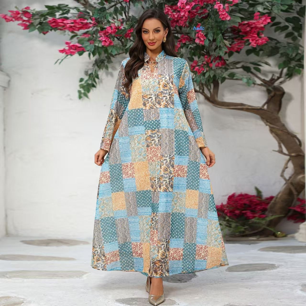 Fashionable Long Sleeve Printe - Ethnic Style Dresses reseña y precio