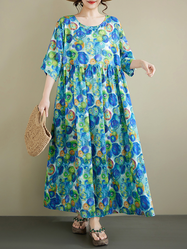 Summer New plus Size round Nec - Ethnic Style Dresses reseña y precio
