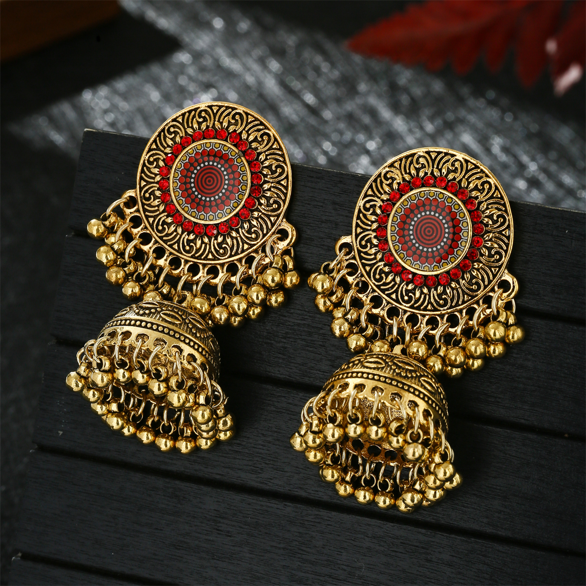Classic Ethnic Red Flower Jhum - Ethnic Indian Fashion reseña y precio